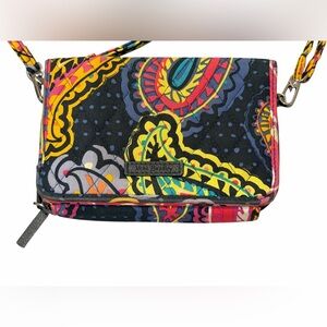 Vera Bradley Black Multicolor Paisley Quilted Wristlet